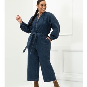 Brand New with Tags Eloquii Elements Zip Front Denim Jumpsuit Size 24